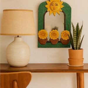 Vintage Celestial and sunflower Wooden Wall Mirror